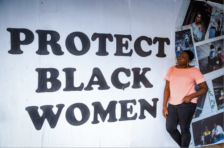 Wall mural that reads 'Protect Black Women'